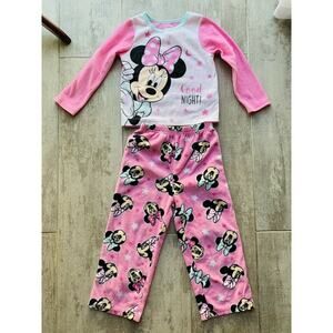 Disney Junior Minnie 2 Piece Cozy Soft Fleece Pajama Set Sleepwear Sleep Pjs 4T